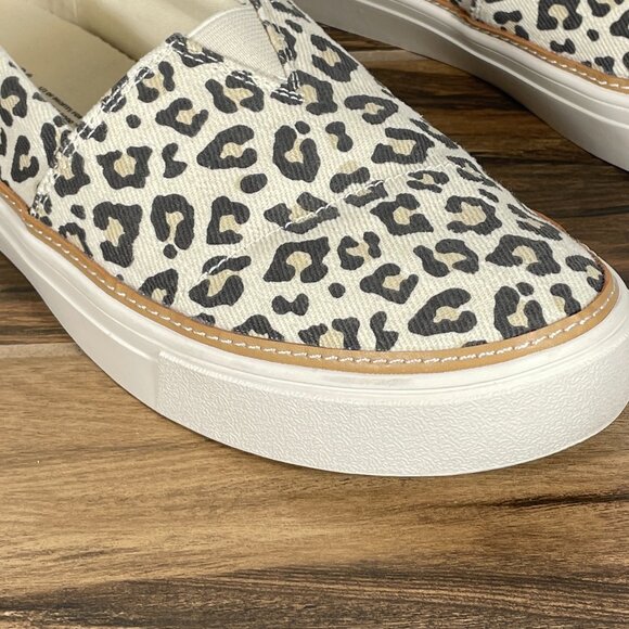 Toms Parker Womens Size 10 Shoes Egret Snow Leopard Twill Casual Comfort Slip On - Picture 3 of 13